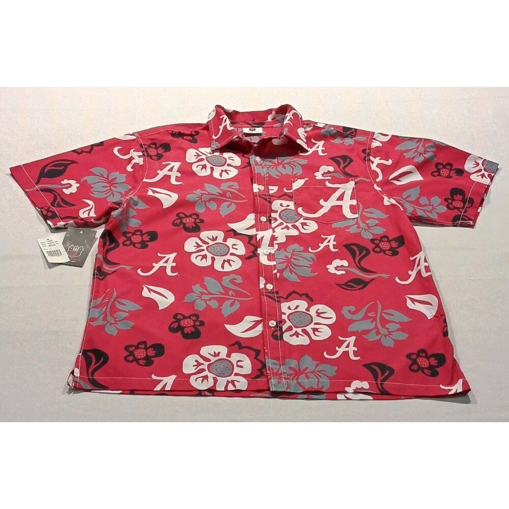 Wes Willy Alabama Crimson Tide Floral Hawaiian Shirt Mens L NWOT Cotton